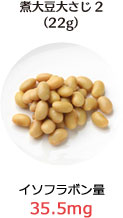 煮大豆大さじ2（22g）：イソフラボン量 35.5mg